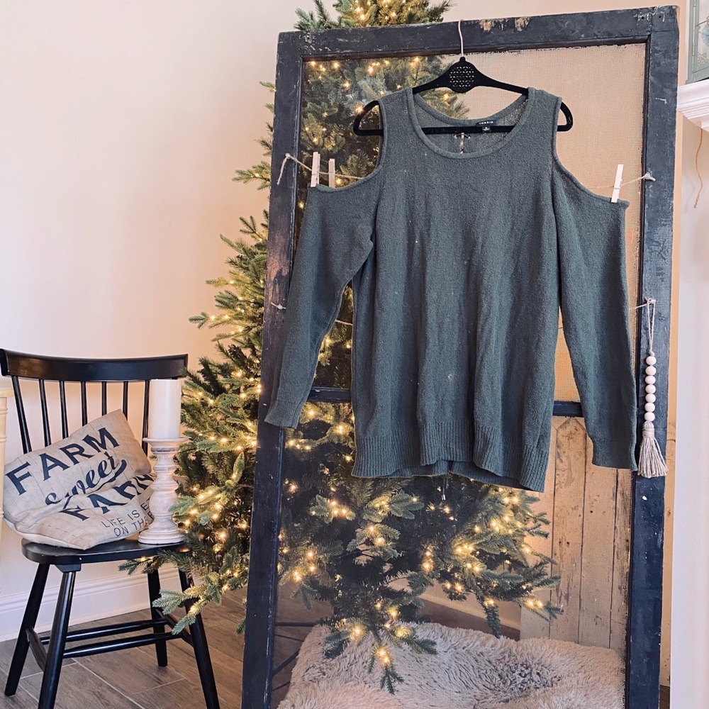 Torrid Cold Shoulder Sweater with Lace Up Back
